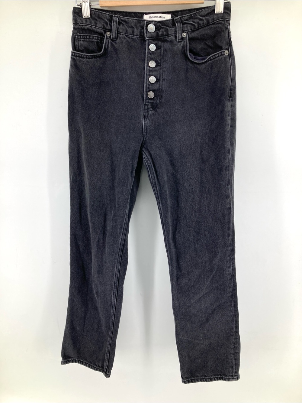Reformation Jeans Cynthia Button Fly High Rise Straight